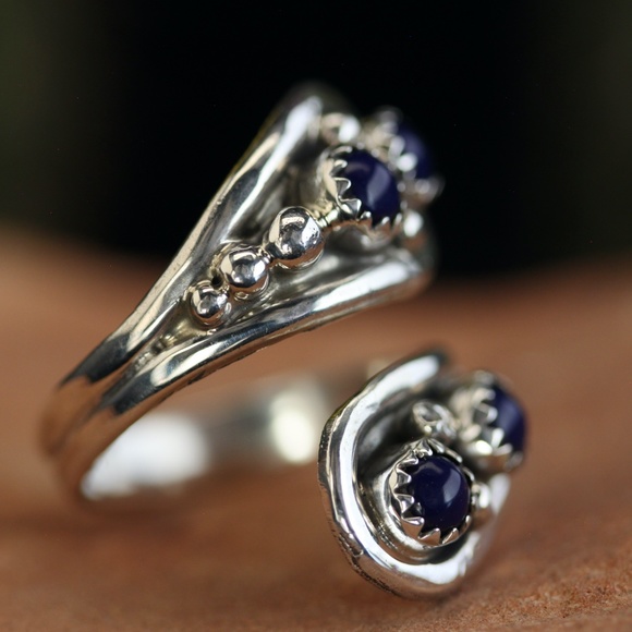 Adjustable Sterling Silver Lapis Lazuli Ring - Picture 2 of 6